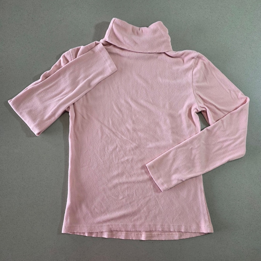 VER Pink Ribbed Knit Turtleneck Long Sleeve Top Women Small